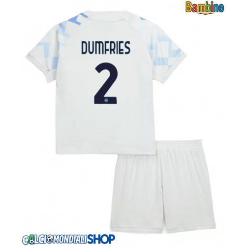 Maglie da calcio Inter Milan Denzel Dumfries #2 Seconda Maglia Bambino 2025-26 Manica Corta + Pantaloni corti)